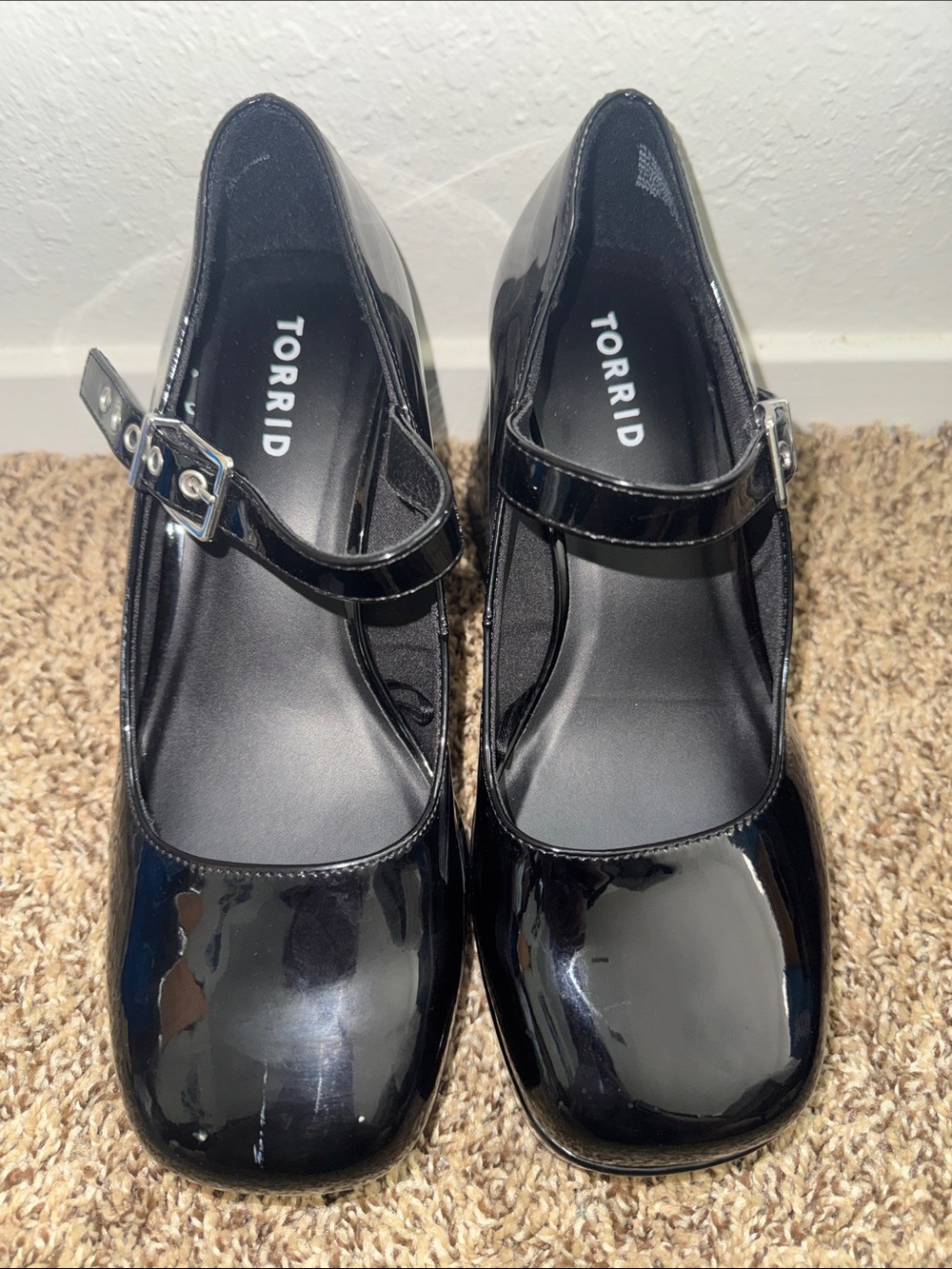 torrid Shiny Black Patent Mary Jane Heels with Buckle Strap